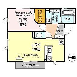 アビターレＭ 3階1LDKの間取り