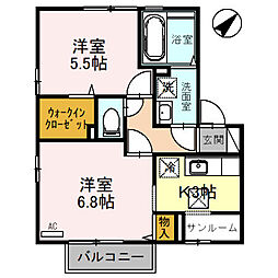 ソレルＢ 1階2Kの間取り