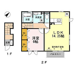 ｓｅｒｅｎａ百坂Ｂ 2階1LDKの間取り