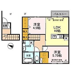 メーテル 2階2LDKの間取り