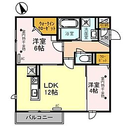 ロイヤルコート若宮 2LDKの間取図画像