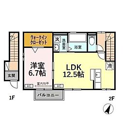 フレンドリースクエアK 1LDKの間取図画像