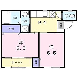 ウユンサー 2Kの間取図画像