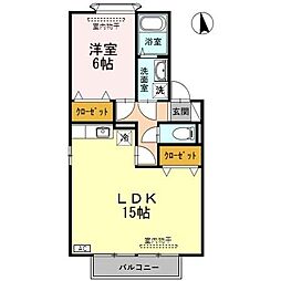 マーヴェラス諸江 1LDKの間取図画像