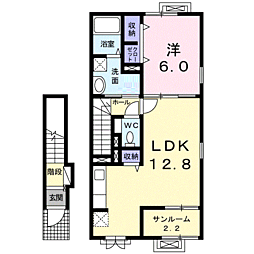 ヴィラージュメルヴェーユ1 1LDKの間取図画像