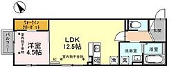 ヴィラ・レスト 1LDKの間取図画像