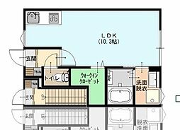 グランノアかほく ワンルームの間取図画像