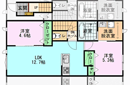 サンモンターニュI 2LDKの間取図画像