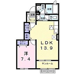 ヴェルデ・テラヤマ1 1LDKの間取図画像