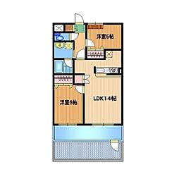 フランシーズパティオ 2LDKの間取図画像