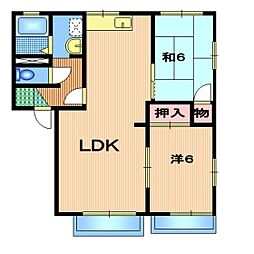 城山ハイツA棟 2LDKの間取図画像