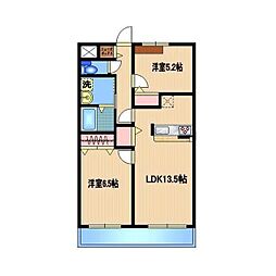 フォンス大門 2LDKの間取図画像