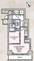 東京メトロ日比谷線 北千住駅 徒歩16分の賃貸マンション 3階1LDKの間取り