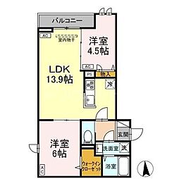 セレスティア六町II 3階2LDKの間取り