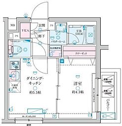 GENOVIA京成立石V 4階1DKの間取り