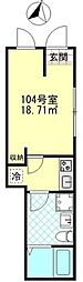 ブローテ四ツ木 1階1Kの間取り