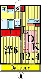 リブリ・コートアムールｈｏｋｉｍａ 2階1LDKの間取り