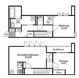 ソル プエンテ六町 1階2LDKの間取り
