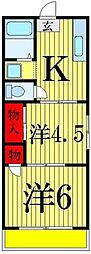 京成押上線 青砥駅 徒歩15分の賃貸マンション 2階2Kの間取り