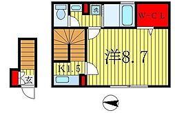 ボナール 2階1Kの間取り