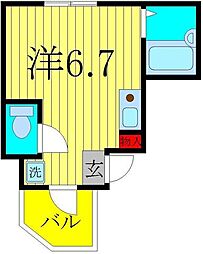 AQUA LUCEII 3階ワンルームの間取り