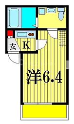 H-RESIDENCE 2階1Kの間取り