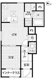 リーブルファイン葛飾西水元 1階1LDKの間取り