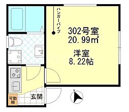 ノーブル四ツ木 3階1Kの間取り