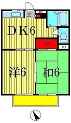 新宿エスポワール 1階2DKの間取り