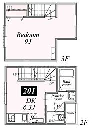 Relation青砥 2階1DKの間取り