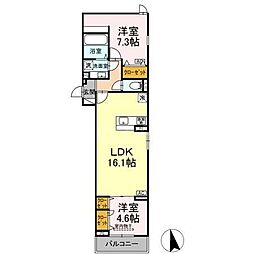 セレスティア竹ノ塚II 2LDKの間取図画像