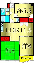 ファインクロス6番館 2階3LDKの間取り