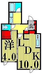 アリュイッテ青井 1階1LDKの間取り