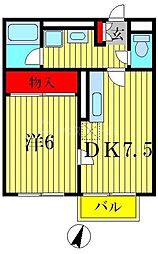 コンフォール柴又 1DKの間取図画像