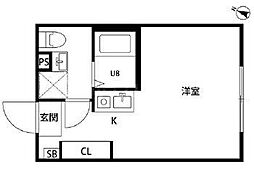 GOOD CRAFT KANAMACHI 3階ワンルームの間取り