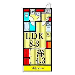 リブリ・IshidaIII 2階1LDKの間取り
