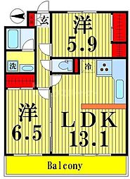 KS.ウィンヒルズ 2LDKの間取図画像