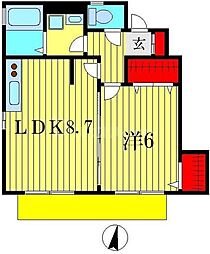メゾン・ド・リューE 1LDKの間取図画像