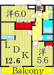 グランベルハウス1 2LDKの間取図画像