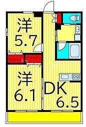 アステリア 2DKの間取図画像