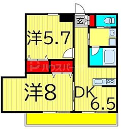 アステリア 2DKの間取図画像