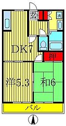 クレインハイツ 2DKの間取図画像