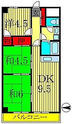 レジデンスカノウ 3DKの間取図画像