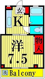ジュネス倉田 1Kの間取図画像