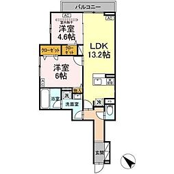 セレスティア新宿 2LDKの間取図画像