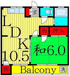 泉ハイツ 1LDKの間取図画像