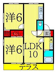 サニーサイド 2LDKの間取図画像
