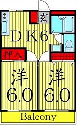 ハイツ河内 2DKの間取図画像