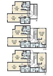 貸マンション 足立区中川1丁目 ワンルームの間取図画像