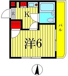 グランドヒルマエダ 1Kの間取図画像